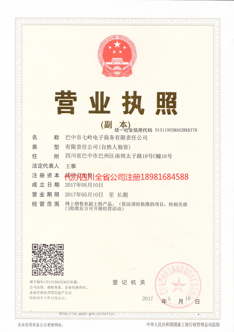 成都成都七岭电子商务有限责任公司